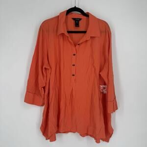 Ali Miles top Women’s 2x orange tunic blouse shirt oversized relaxed spring